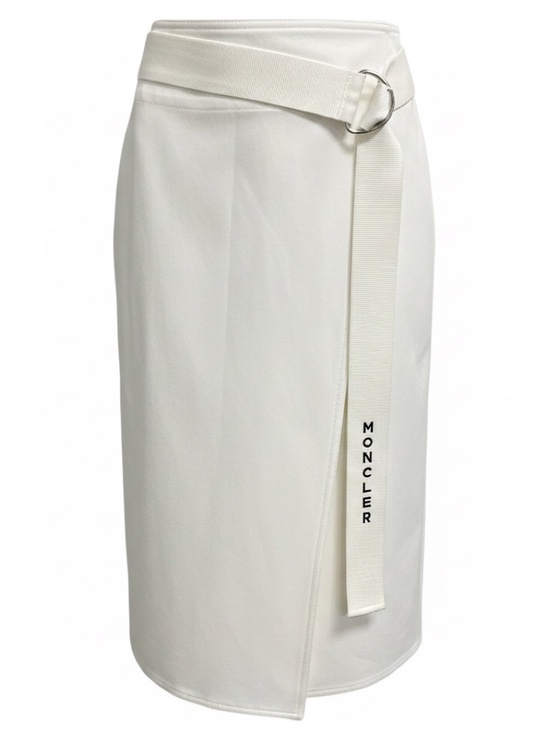 Moncler Dresses & Skirts - MONCLER WHITE COTTON WRAP MIDI SKIRT WITH LOGO BELT